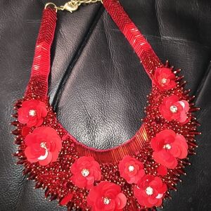 Red Floral Necklace Valentines! ❤️